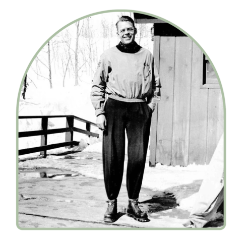 Charles Minot "Minnie" Dole (April 18, 1899 – March 14, 1976). Born in Tyngsboro, Massachusetts, Dole learned how to ski in the Boy Scouts, attended Phillips Exeter Academy, and enlisted in the US Army during World War I, which finished before he completed his basic training. Following the war, he graduated from Yale University in 1923.  In 1938, Dole and Roger Langley, the president of the National Ski Association of America, had conceived of the National Ski Patrol System, influenced both by Dole’s January 2, 1936, ski accident at Stowe that resulted in a broken ankle, and the March 8, 1936 death of Dole’s best friend, Frank Edson, during a ski race held under the auspices of the Amateur Ski Club of New York, of which Dole was a member. Dole became the NSPS’s first director, a capacity he retained until 1949.   Dole is often credited with the 10th Mountain Division’s formation. His lobbying efforts on behalf of the NSPS influenced the inception of the Army’s experimental winter training during the winter of 1940-41 and the November 15, 1941, activation of the First Battalion of the 87th Infantry Mountain Regiment at Fort Lewis, Washington. It also resulted in the retention of the NSPS as the Army’s central civilian partner in the Division, advising the Army on training and equipment and heading up recruitment and vetting of applicants. Following the war, under Dole’s leadership, the NSPS continued to expand throughout the US and influenced similar models around the world.