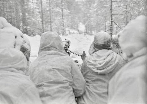 Finns manning a heavy machine gun emplacement 100 meters from the enemy, approx. 5 km north of Lemet, in early 1940. Both Finns and Russians used a similar weapon. Photo credit SA-kuva.jpeg