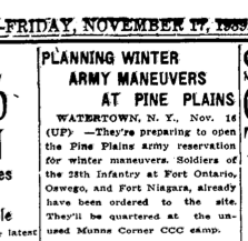 November 17, 1939 Plattsburgh Daily Republican—the first real mention of the winter training at Pine Camp. Courtesy Doug Schmidt/National Association of the 10th Mountain Division, Inc.