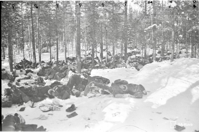 Russian dead, either killed in action or simply frozen to death. Photo credit SA-Kuva