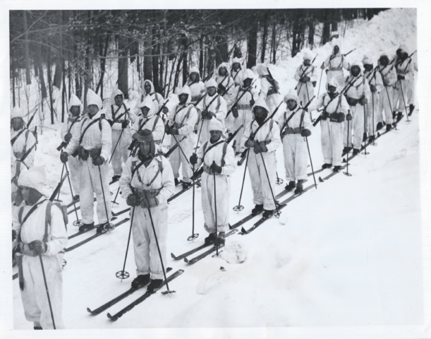 Soldiers of the 28th Infantry Regiment during the 1940 Pine Camp, New York, manuevers. Courtesy Doug Schmidt/National Association of the 10th Mountain Division, Inc.