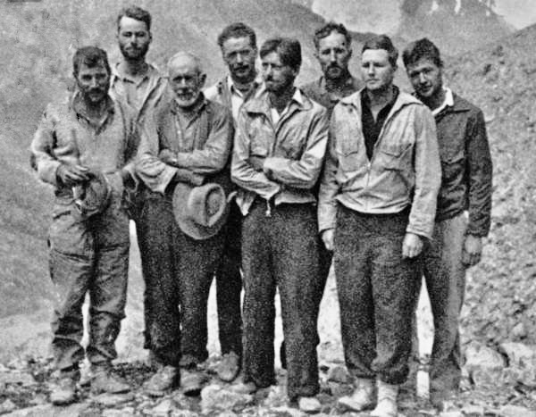 H. Adams Carter (back row, far right) and members of the 1936 British expedition to Nanda Devi. From left, Bill Tilman, William Loomis, Graham Brown, Charles Houston, Peter Lloyd, Noel Odell and Arthur M. Emmens. A member of the Harvard Five and Editor of The American Alpine Journal for 36 years, Carter played instrumental roles in the 10th Mountain Division, lobbying for its inception and translating materials from German, French, Spanish, and Italian mountain warfare manuals for use in the US Army’s first mountain warfare manual.